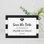 Moderne chic Black en White Wedding Save the Date (Staand voorkant)