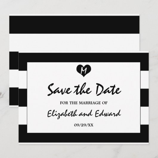Moderne chic Black en White Wedding Save the Date (Voorkant / Achterkant)