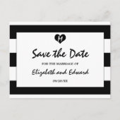 Moderne chic Black en White Wedding Save the Date Aankondigingskaart (Voorkant)
