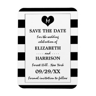 Moderne chic Black en White Wedding Save the Date Magneet