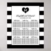 Moderne chic Black en White Wedding Seating Chart Poster (Voorkant)