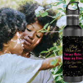 Moderne Chic Black Fuchsia Typografie Moederdag Waterfles