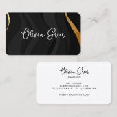 Moderne chic Black Gold Retro Waves Visitekaartje (Voorkant / Achterkant)