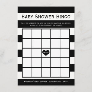 Moderne Chic Black & White Baby shower Bingo Kaart