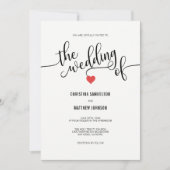Moderne Chic Black, White RED Heart Wedding Kaart (Voorkant)