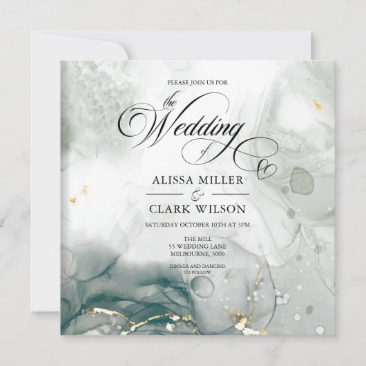 Moderne chic Black & White Waterverf bruiloft Kaart (Voorkant)