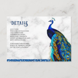 Moderne Chic Blauwe Glitters Paauw Indiase Bruilof Informatiekaartje