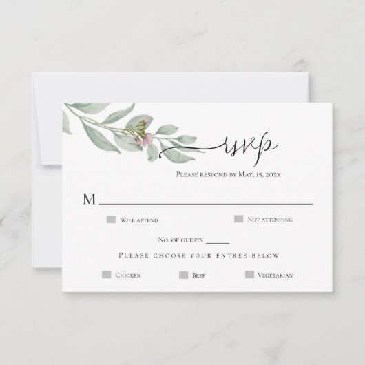 Moderne Chic Bloem Bruiloft RSVP Kaart (Voorkant)