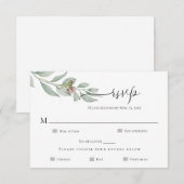 Moderne Chic Bloem Bruiloft RSVP Kaart (Voorkant / Achterkant)