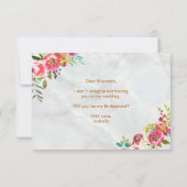 Moderne Chic Bloem Koper Folie Marmer Bruidsmeisje Kaart (Achterkant)