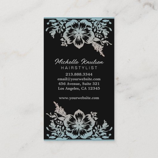 Moderne Chic Bloemen Haar Stylist Schoonheidssalon Visitekaartje (Achterkant)