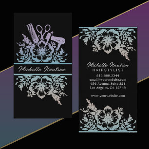 Moderne Chic Bloemen Haar Stylist Schoonheidssalon Visitekaartje