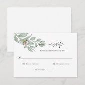 Moderne Chic Bloemige Eenvoudige RSVP Kaart (Voorkant / Achterkant)