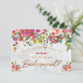 Moderne Chic Bloemige Koper Folie Marmeren Bruidsm Kaart (Staand voorkant)