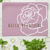 Moderne Chic Bloemige Roze Rozen Theedoek (Gevouwen)
