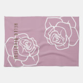 Moderne Chic Bloemige Roze Rozen Theedoek (Horizontaal)