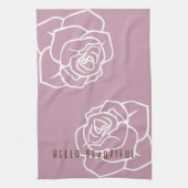 Moderne Chic Bloemige Roze Rozen Theedoek (Verticaal)