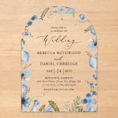 Moderne Chic Blue bruiloft Acryl Uitnodigingen (Voorkant)