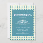 Moderne Chic Blue Simple Stippen Graduparty Kaart (Voorkant)