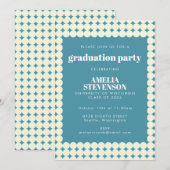 Moderne Chic Blue Simple Stippen Graduparty Kaart (Voorkant / Achterkant)