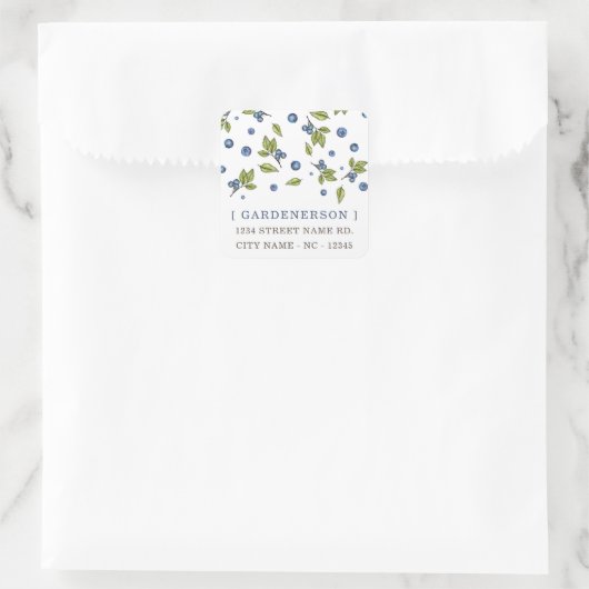 Moderne Chic Blueberries Square Sticker (Tas)