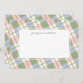 Moderne Chic Blush Pink Gingham Plays Note Kaart (Voorkant / Achterkant)