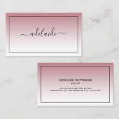 Moderne Chic Blush Pink White hairstylist script Visitekaartje (Voorkant / Achterkant)