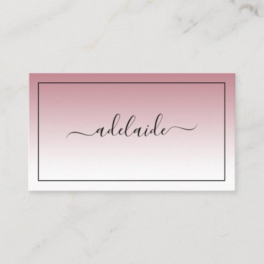 Moderne Chic Blush Pink White hairstylist script Visitekaartje (Voorkant)