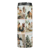 Moderne Chic Blush Roze Monogrammed & Fotocollage Thermosbeker (Achterkant)