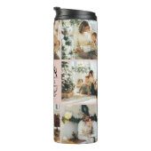 Moderne Chic Blush Roze Monogrammed & Fotocollage Thermosbeker (Geroteerd rechts)