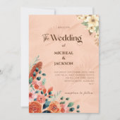 Moderne Chic Boheem Waterverf Bloemig Kaart (Voorkant)