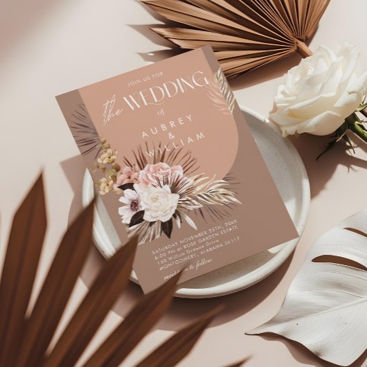 Moderne Chic Boheemse Aquarel Bloemen Bruiloft Kaart