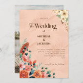 Moderne Chic Boheemse Aquarel Bloemig Kaart (Voorkant / Achterkant)