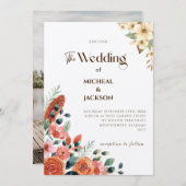 Moderne Chic Boheemse Aquarel Bloemig Kaart (Voorkant / Achterkant)