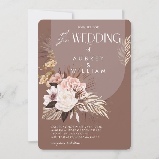 Moderne Chic Boheemse Aquarel Bloemige Bruiloft Kaart (Voorkant)