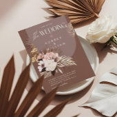 Moderne Chic Boheemse Aquarel Bloemige Bruiloft Kaart