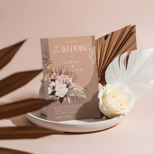 Moderne Chic Boheemse Aquarel Bloemige Bruiloft Kaart