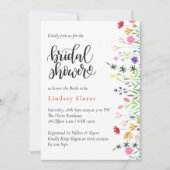 Moderne Chic Boho Felle Wilde Bloemen Bruidsfeest Kaart (Voorkant)