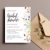 Moderne Chic Boho Felle Wilde Bloemen Bruidsfeest Kaart