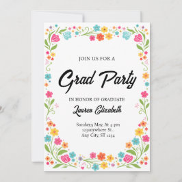 moderne chic boho heldere wilde bloemen afstuderen kaart