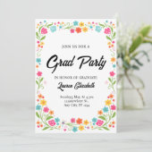 moderne chic boho heldere wilde bloemen afstuderen kaart (Staand voorkant)