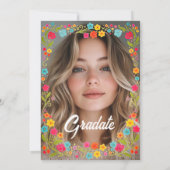 moderne chic boho heldere wilde bloemen afstuderen kaart (Achterkant)