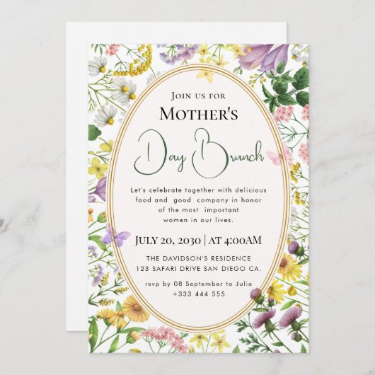 Moderne chic boho heldere wilde bloemen kaart (Voorkant / Achterkant)