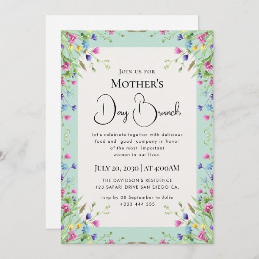 Moderne chic boho heldere wilde bloemen kaart (Voorkant / Achterkant)