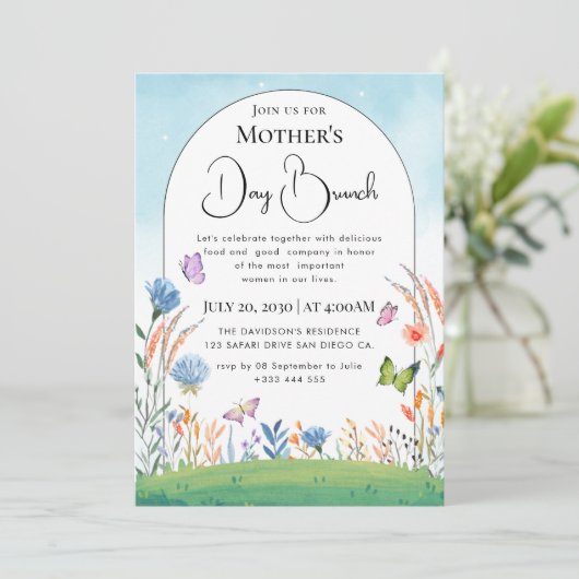 Moderne chic boho heldere wilde bloemen kaart (Staand voorkant)