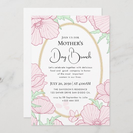 Moderne chic boho heldere wilde bloemen kaart (Voorkant / Achterkant)