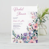 Moderne Chic Boho Wild Flowers Wedding Kaart (Staand voorkant)