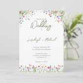 Moderne Chic boho wilde bloemen bruiloft Kaart (Staand voorkant)