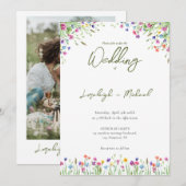 Moderne Chic boho wilde bloemen bruiloft Kaart (Voorkant / Achterkant)