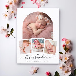 Moderne Chic Boog Baby Shower Bedank Foto Briefkaart